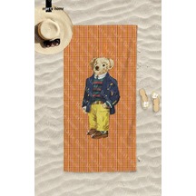 Marte Home Turuncu Ekose Teddy Bear Plaj Havlusu Turuncu