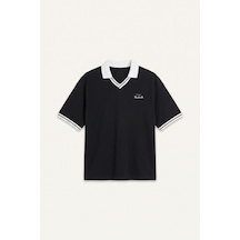 Defacto %100 Pamuk Boxy Fit Nakışlı Polo Yaka Tişört H4424ax26aubk81 Siyah-bk81