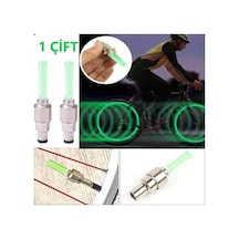 2 Adet Led Işıklı Hareket Sensörlü Oto Araba Motosiklet Bisiklet Yeşil Işıklı Sibop Kapağı Lambası