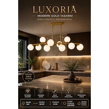 Modern 10lu Eskitme Uzun Sarkıt Avizesi Salon Mutfak Odası Yemek Masası Üstü Şık Modelleri 120x70 Cm Gold