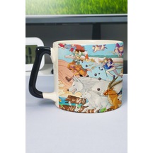 Miyazaki Anime Baskılı Seramik Lüks Kupa 1 Adet Özel Siyah Kulp Dalga Kulp V5d Çok Renkli