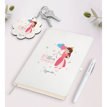 Kişiye Özel Evin Prensesi Beyaz Defter Kalem Ve Anahtarlık N11.9103
