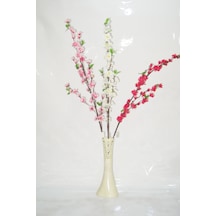40 Cm Krem Rengi Desenli Vazo ve Bahar Dalları