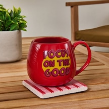 Kitchen Focus On The Good Sloganlı Kupa - Kırmızı - 310 Ml Renkli