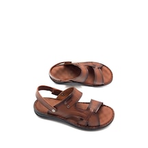 Deritarz Hakiki Deri Tam Ortopedik Masajlıtaba Erkek Sandalet Taba