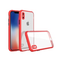 Ilkeshop Newface Apple iPhone Uyumlu Xs Max Kılıf Miami Şeffaf Silikon - Kırmızı