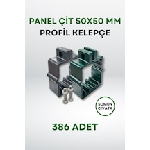 Panel Çit 50x50 MM Profil Kelepçe - Somun + Cıvatalı (386 Adet) - Yeşil
