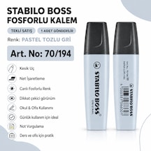Boss Fosforlu Kalem 1 Adet Metin İşaretleme Kalemi Tozlu Gri