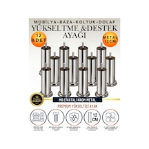 12 Adet 12 Cm M8 Vidalı Metal Krom Ayak Mobilya Ayağı Baza Ayağı Kanepe Ayağı Koltuk Ayağı Yatak Ayağı Yükseltme Ayağı Dolap Ayak Sehpa Sandık Ayakları Değişim Destek Ayağı Yükseltici Aparat Şifonyer Gümüş Gümüş