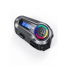 Q008 Lcd Fm Radio Eq Ses Ipx6 Su Geçirmez Rgb Işıklı Bluetooth Motosiklet Kask Kulaklığı