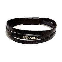 Black İstanbul Edition Hakiki Deri Erkek Bileklik-1159 Antrasit