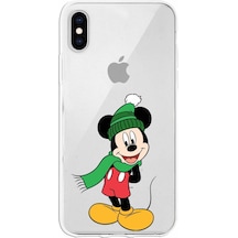 Apple Uyumlu iPhone X Kapak Mickey Mouse Tasarımlı Şeffaf Silikon Kılıf Şeffaf