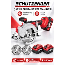21v Şarjlı Sunta Kesme Makinesi 125mm Kömürsüz Motor Bakır Sargı Çift Akülü Kırmızı Ps102