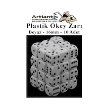 Beyaz Okey Zarı 10 Adet Beyaz Renkli Oyun Zarı Plastik Akrilik 16 Mm Şeffaf Zar Masa Oyunları Zarı Eğlence