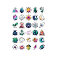 30 Adet Geometrik Doğa Elementleri Sticker Seti - Laptop Telefon Defter İçin Minimal Çok Renkli