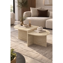 Sulorahome Kademeli Oval Orta Sehpa Atlantik-traverten