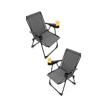 Silva 2 Adet Kamp Sandalyesi Bardaklıklı - Gri