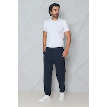 Blayn Jeans Erkek Haki Jogger Pantolon Beli Lastikli Bağcıklı %100 Pamuk Keten Baggy Rahat Günlük Pantolon lacivert