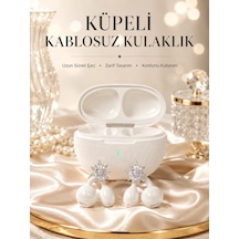 Yeni Nesil Küpeli Kablosuz Kulaklık Güçlü Bataryalı Beyaz