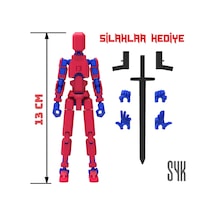 Robot 13 Dummy Kırmızı Mavi Tüm Eklemleri Hareketli Aksiyon Figürü Oyuncak