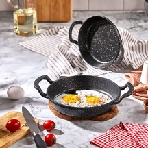 2'li Granit Alüminyum Döküm Sahan Seti Yapışmaz Yumurta & Kızartma Tavası Granit Omlet Tavası 18cm + 20cm Eşit Isı Dağılımı Ve Dayanıklı Çok Renkli
