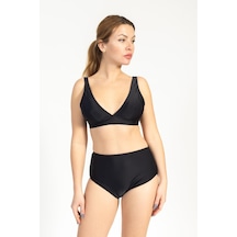 Pemilo Kadın 749 Minimiser Yüksek Bel Bikini Takımı Siyah-siyah 37145 - 1 Siyah