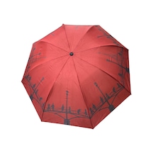 Marlux Eyfel Kulesi Desenli Bordo Yarasa Model Manuel Şemsiye 709817 Bordo