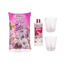 Orkide Toprağı . Orkide Besini 225 ML 2 Adet Şeffaf Saksı 1.5 L