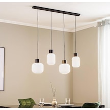 Mylights Demet Habek Masa Üstü Opla Camlı Spor Modern Avize 100 Cm Kasa Siyah