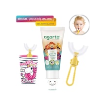 Mas Lord U Tipi Yeni Nesil Diş Fırçası Seti - Pembe Fırçalık + Sarı Kelebek 6-12 Yaş +Agarta Çocuk Diş Macunu