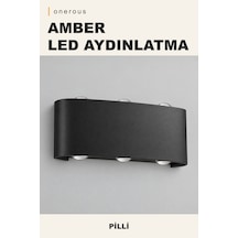 Onerous Amber Led Aplik, Pilli, Siyah Renk
