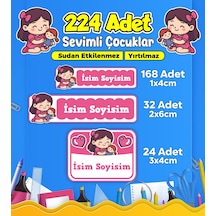 Sevimli Çocuklar Okul Kreş Kişiye Özel İsim Etiket Seti - Model 478 Çok Renkli
