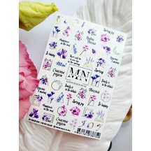 Nail Art Fantezi Slider Stiker Kelebek Bahçesi Mix F50 Beyaz