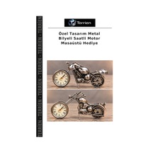 Özel Tasarım Metal Bilyeli Saatli Motor Masaüstü Hediye