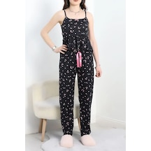 Seka Store Seka Milan Kumaş Fırfırlı Pijama Takımı Siyahçiçekli - 50182.1857. Çok Renkli
