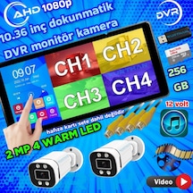 2 Adet Ahd 2mp Warm Ledli Kamera Dvr Dokunmatik 10.36 İnç Monitör 12 Volt 256 Gb