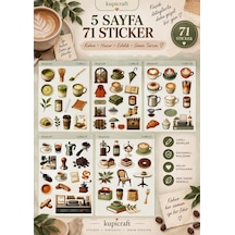 5 Sayfa Coffee & Matcha Temalı Sticker Set Coffee Break Ajanda Scrapbook Journal 0