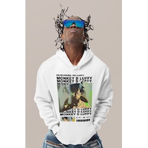 Sevbano Tasarım Monkey D. Luffy Baskılı Unisex Oversize One Piece Anime K beyaz