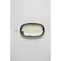 12'li Valencia Oval Kayık Tabak 19cm Mega Desen Rinart Krem