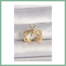 Bşkvirgo Pirinç Gold Renk Ayarlanabilir Ziron Taşlı Kadın Yüzük Bsk2026 68636180