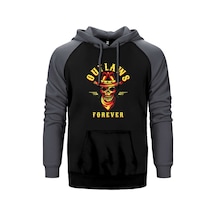 Red Dead Redemption 2 Outlaws Forever Skull Gri Renk Reglan Kol Kapşonlu Sweatshirt Gri