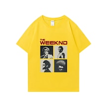 Flood Of Style Saat Sonra Hafta İçi Albüm Grafik T Shirt Erkek Kadın Vintage Hip Hop Streetwear Boy Kısa Kol Sarı