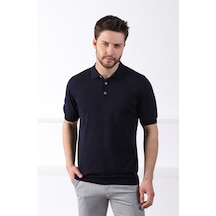 Ferraro Lacivert Polo Yaka Düz Renk Erkek Pamuk Triko T-Shirt-Lacivert