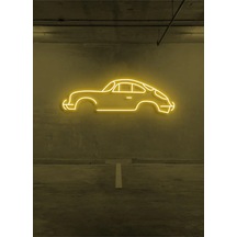 Rent A Carlara Özel Retro Araba Figürlü Neon Tabela Sarı