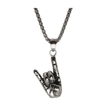 Vog Rock Punk Model Unisex Çelik Sevgiliye - Eşe - Babaya - Arkadaşa Hediye Kolye Gri