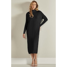 Balıkçı Yaka Siyah Triko Elbise Siyah