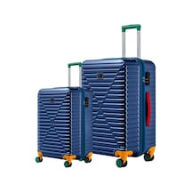 Orta Ve Kabin Boy 2'li Valiz Seti %100 Polikarbon Valiz 4x2 Teker Lacivert 1088 Lacivert