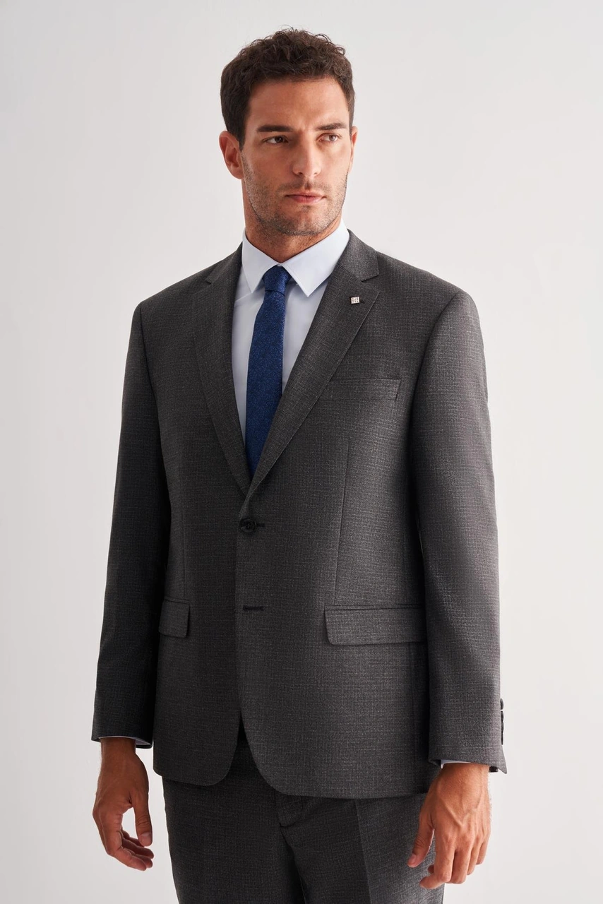 İmza Koyu Antrasit 4 Drop Comfort Fit Classic Takım Elbise 1001255121 Koyu Antrasit
