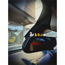 4 Parça Sevimli Ördek Ailesi Dikiz Aynası Süsü - Dekoratif Obje Torpido Süsü Oto Aksesuar Araba Süsü