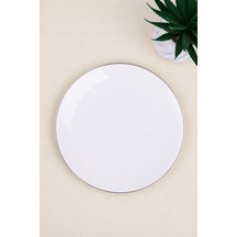 Tabak Evi Porselen Chic Platin Yaldızlı Servis Tabağı 24,50cm Tekli Krem